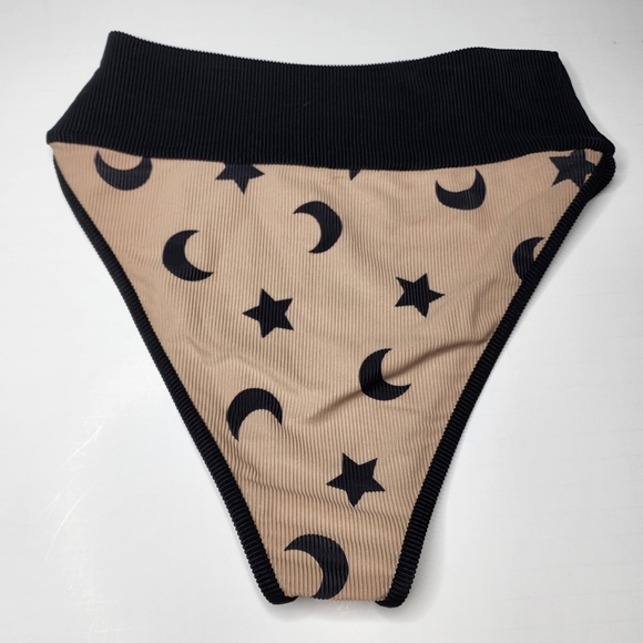 NWOT Beach Riot Moon and Stars Bikini Bottoms Tan Black Small - Picture 5 of 8
